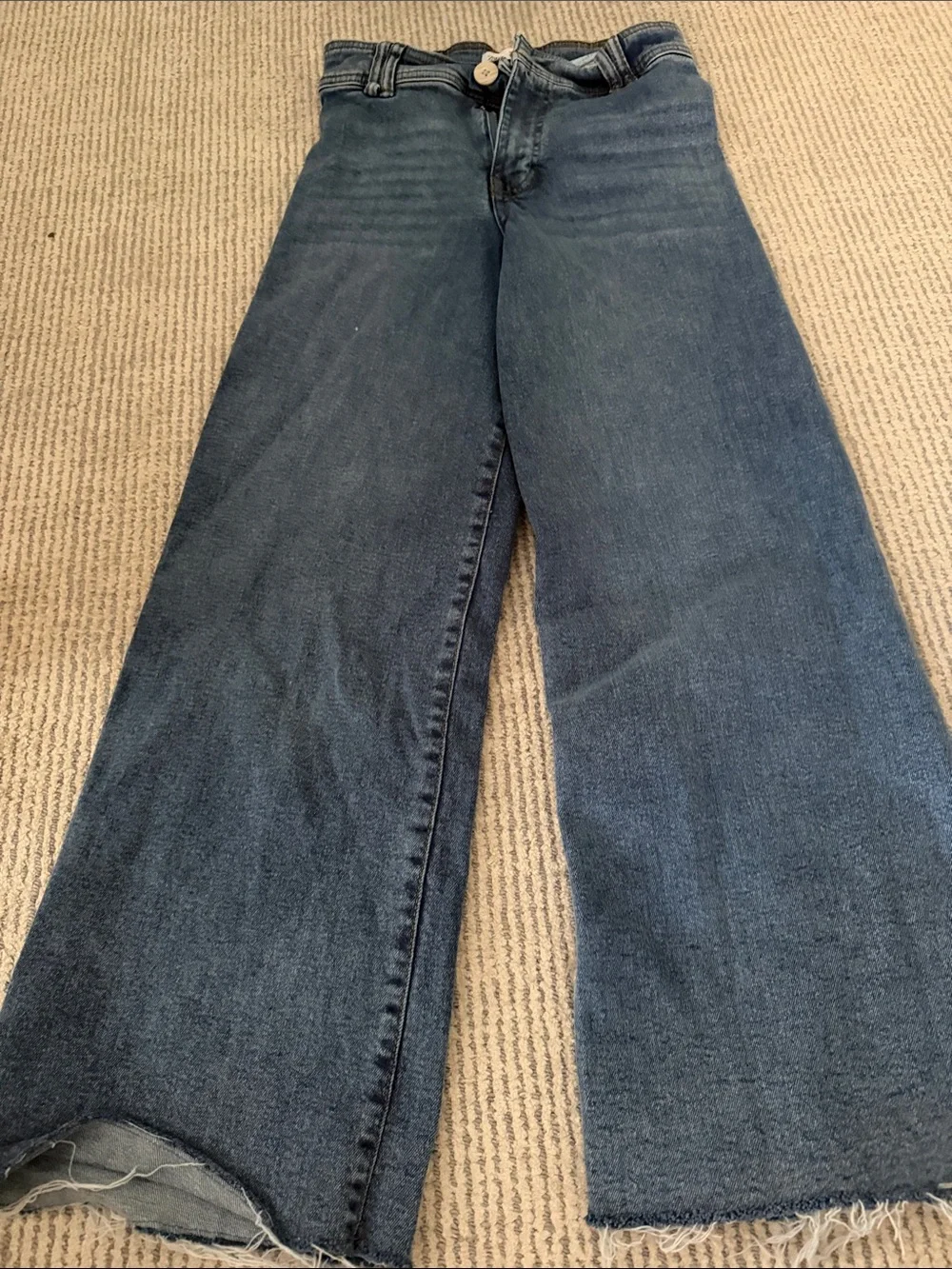 Zara kids size 11/12 Wide Leg Dark Blue Jeans with Raw Hem